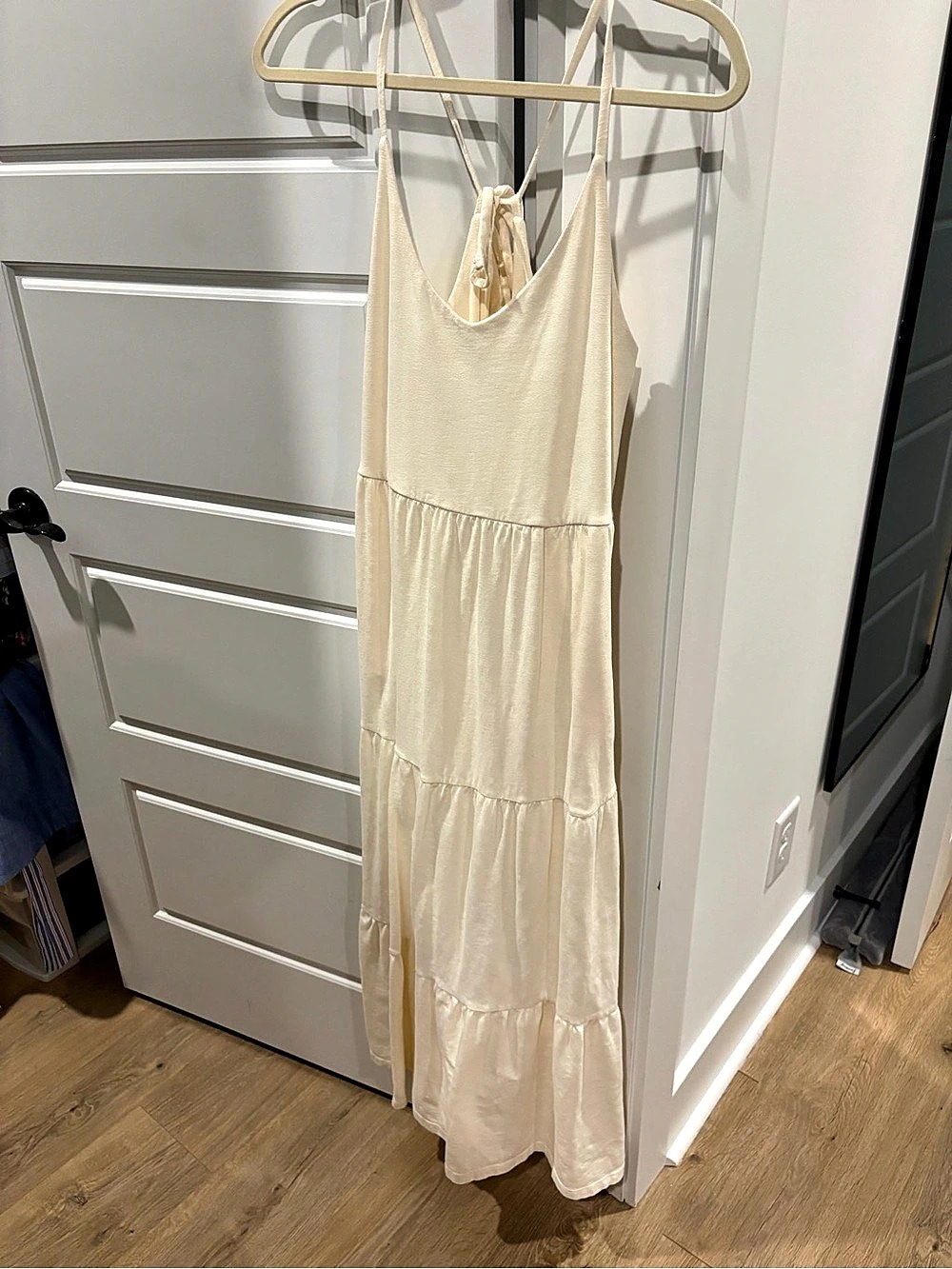 Old Navy Tiered Midi Cami Swing Dress Cream Medium Tall